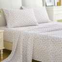 MUXHOMO Full Size 4 Piece Sheet Set, Soft Breathable Bed Sheet Set for Bedroom with Deep Pocket Up to 16", Wrinkle-Free & Cooling Bedding for Oeko-TEX Certified - Floral Pink