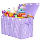 Large Toy Box Chest with Flip Lid, Toy Storage Organizers Bin Boxes Basket with Sturdy Handles for Boys, Girls, Kids, Nursery, Playroom, Living Room, Bedroom, (Purple)