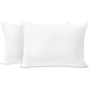 TILLYOU Toddler Pillowcase 2 Pack with Zipper, Silky Soft Microfiber 13" x 18" Kids Travel Pillow Cases, White