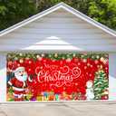 Christmas Garage Door Cover, 13x6ft Large Garage Door Christmas Decorations, Santa Claus Snowman Cover Banner Backdrop for Xmas Indoor Outdoor Decor Party Photo Background Decoration (Red)