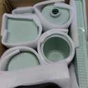 Resin Light Green Bathroom Accessories Set 5 Pcs, Lotion Soap Dispenser, Toothbrush Holder, Bathroom Tumbler, Qtip Holder and Vanity Tray, Bathroom Countertop Organizer Set for Modern Apartment