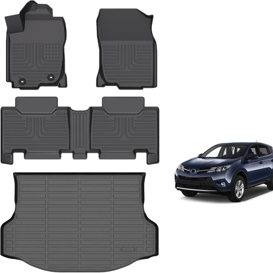 for Toyota RAV4 Floor Mats 2013 2014 2015 2016 2017 2018(LE/SE/XLE/Limited/Platinum/Adventure,AWD/FWD)(Not for Hybrid or Prime), TPE All Weather Car Floor Cargo Mat for Toyota RAV 4 Accessories