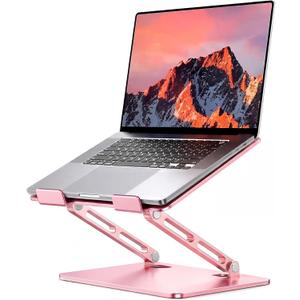 LOXP Adjustable Laptop Stand, Portable Laptop Riser, Aluminum Laptop Stand for Desk Foldable, Ergonomic Computer Notebook Holder for Desk, Office Desk Accessories (10-15.6'')- Pink