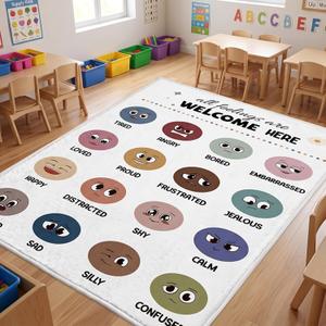 Capoda 4.9x7.6 ft Calming Corner Classroom Rug Boho Emotions Feelings Rug