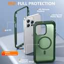 Red2Fire Magnetic for iPhone 15 Pro Max Case, [Compatible with MagSafe][Military Grade Drop Protection][Heavy Duty Shockproof] Non-Slip Translucent Matte Bumper Phone Case for iPhone 15 Pro Max 6.7" (Army Green)