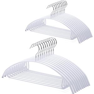 Nature Smile Non Slip PVC Coating Sweater Hangers,Dress Suit Coat Hangers,Shoulder Bump Free Golf T Shirts Clothes Hangers (White Color 20 Pack)