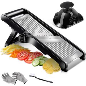 Mandoline Slicer,Masthome Mandoline Food Slicer for Kitchen,Adjustable Mandoline Food Slicer, Potato Slicer,Vegetable Slicer,Onion Slicer,French Fry Cutter Julienne Slicer-Send Cut Resistant Gloves