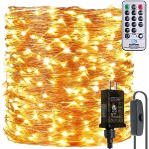 165Ft Ultra Long 500 LEDs String Lights Plug in, with Switch/Timer, Waterproof Dimmable Copper String Lights for Home/Holiday Decor, 8 Modes Fairy Lights with Remote, Warm White UL Listed