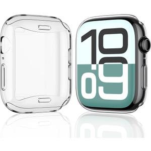 [2 Pack] JULK 46mm Case with Screen Protector for Apple Watch 11 (2025), Slim Guard Bumper, Full Coverage Soft TPU Protective Cover for iWatch Series 11/10 46mm, 2 Transparent
