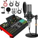 G10 Podcast Equipment Bundled with Audio Mixer Integrated Podcast Production Studio, Equipped with P15 Microphone, Used for Live Streaming, Podcast Recording PC, YouTube Recording