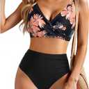 Holipick Women High Waisted Bikini Set Two Piece Swimsuits Push up Wrap Swim Suits Top Tummy Control Bathing Suit, XS