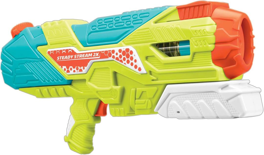 Water Warriors: Steady Stream 2X - Water Blaster, Continuous Soaking Power, Shoots Up to 38 Feet, Outdoor Water Toy, Kids Ages 6+