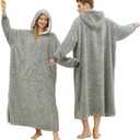 Snuggy Hooded Blanket for Adult, Wearable Blanket Hoodies for Women & Men Warm Cozy Sherpa Sweatshirt with Giant Pocket (Standard, Dark Grey)