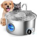 Invengo Cat Water Fountain Stainless Steel, 108oz/3.2L Pet Fountain with Large Water Level Window, Ultra Quiet Automatic Cat Water Dispenser for Cats and Dogs, 2 Flow Modes, Splash-Proof Design