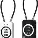 2PCS Combination Padlock for School Lockers, Travel Cable Locks, Tent & Bag Lock - Secure 3-Digit Lock for Luggage, Backpacks, and Outdoor Gear(Black + White)