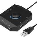 Tendak USB Hub with Audio Adapter, External Sound Card with 3.5mm Headphone Microphone Jack and Volume Control 3 Port USB Hub for Laptop PC HDD Disk