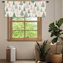 Yookeb Cute Christmas Pine Tree Kitchen Valance Curtains 54W x 18H Rod Pocket Winter Xmas Holiday Pink Sage Green Decor Bathroom Bedroom Living Room Window Door Drapes Treatment