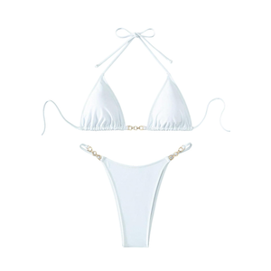 Women's Sexy Bikini Sets Ring Triangle Tie Bathing Suits 2 Piece Swimsuits Size Small
