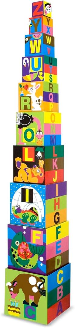 Melissa & Doug Deluxe 10-Piece Alphabet Nesting and Stacking Blocks - FSC Certified