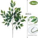 mizii 12pcs Artificial Greenery Stems Silk Green Leaves Fake 23in Ficus Garland Spray Plants Faux Greenery Decoration for Centerpieces Wedding Arch Flower Bouquet Table Home Decor (12)