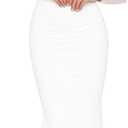 BORIFLORS Women's Ruched Bodycon Long Sleeve Maxi Dress Mesh Square Neck Cocktail Party Long Dresses (White, S)