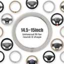 Universal 15 Inch Steering Wheel Cover for Cooling, Non-Slip Breathable Cooling Car Steering Wheel Cover with Upgraded Silicone Inner Ring for Round/D Shape, Warm in Winter Cool in Summer, White Gray