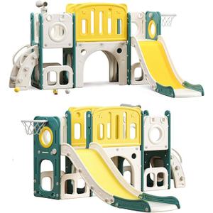 8 in 1 Toddler Slide Set, Kids Slide for Toddlers, Toddler Climber Slide PlaySet with Basketball Hoop,Outdoor Indoor Playground for Toddlers Upgraded