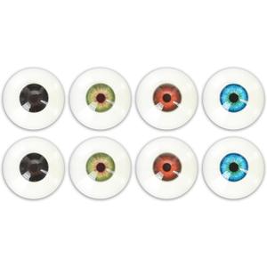 32 mm Colored Human Fake Eyeballs for Halloween Cosplay - Plastic Large Doll Eye Acrylic Party Decor Sculptures Prop 8Pcs 4 Colors (Black, Brown, Green, Blue)