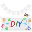 21 Pcs Large Blank Sublimation Banners Oxford Burlap Cloth Banner 20 Pcs DIY Flags with Hanging Ropes For Birthday Wedding Party Decoration Indoor Outdoor((White Oxford cloth)