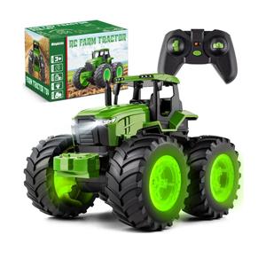 Remote Control Tractor Toys for Kids 35, Light Up Monster Trucks Toy for Boys 3,4,5,6,7 Year Old, Toddlers RC Farm Vehicle Toys for Ages 37 Years Old, Ideal Birthday Toys Gift for Boys Girls
