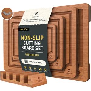 Bamboo Cutting Board Set Non Slip Feet with Holder Over Sink Father Day Dad Parents Papa Stepdad Pappy Poppy Pawpaw Who Want Nothing Everything Future Groom Bride Christmas Happy Birthday Gifts Ideal (Brown, 3 Pcs)