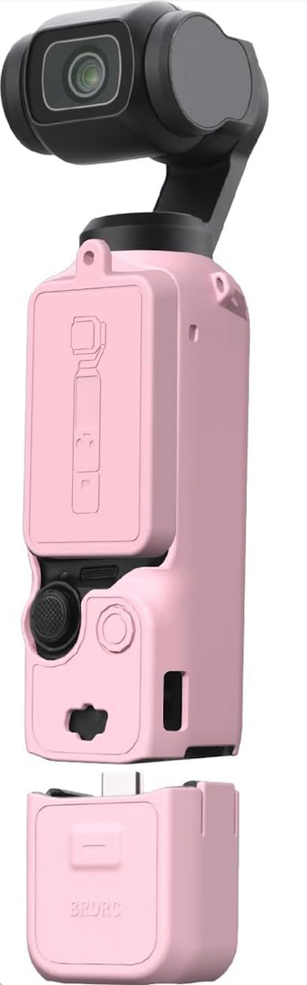 BRDRC Pocket 3 Silicone Cover, Xtra Muse Protective Case Lens Protector Scratch-Resistant Sleeve Skin Compatible with DJI OSMO Pocket 3 / Xtra Muse Accessories(Pink)