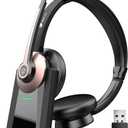 Wireless Headset, Bluetooth Headset with Microphone Noise Canceling & USB Dongle, Wireless Headphones with Mic Mute & Charging Dock for PC Computer Cell Phone Remote Work Office Zoom Meetings Call