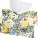 Tissue Box Cover, Leather Tissue Case Paper Organizer Dispenser, Fashion Tissue Box Holder with Bottom for Tabletop, Bathroom, Car (Yellow)