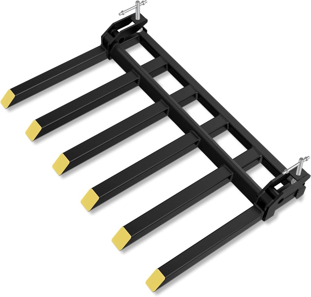 YINTATECH Clamp on Debris Forks to 60" Bucket, 4000 lbs Capacity Heavy Duty Clamp on Pallet Forks Bucket Forks Attachments Fit for Loader Bucket Skidsteer Tractor
