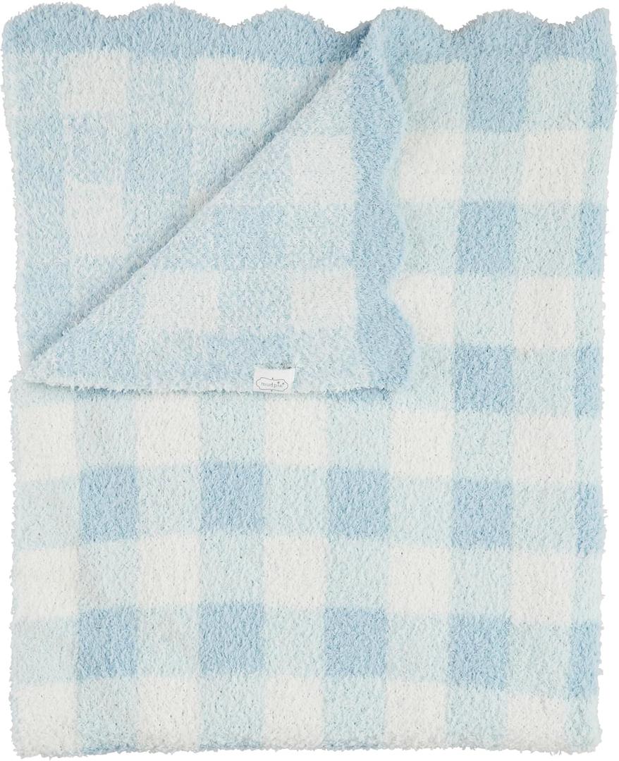 Mud Pie Children's Blue Gingham Chenille Blanket