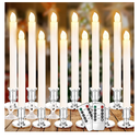 YAUNGEL Window Candles, 12 Pack LED Battery Operated Christmas Candles for Windows with Remote Electric Candle Lights with Removable Candle Holders Suction Cups for Christmas Decorations, Silver