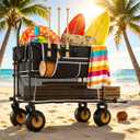 Beach Wagon with Big Wheels for Sand, Double-Layer, 9" PVC All-Terrain Wheel, 500 lb Load Capacity, Oversized 400L, for Beach, Camping, Garden & Outdoor Sports (Black)