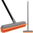 TreeLen Rubber Broom Carpet Rake Pet Hair Remover Broom with Squeegee Extension Push Broom for Carpet Hardwood Floor Tile Windows Cleaning