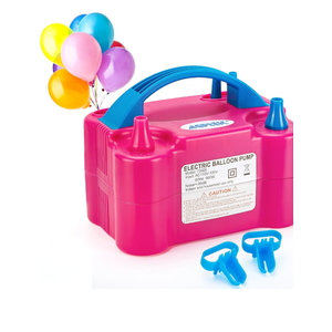 AGPTEK Electric Air Balloon Pump, 110V 600W Rose Red Portable Dual Nozzle Inflator/Blower for Party Decoration