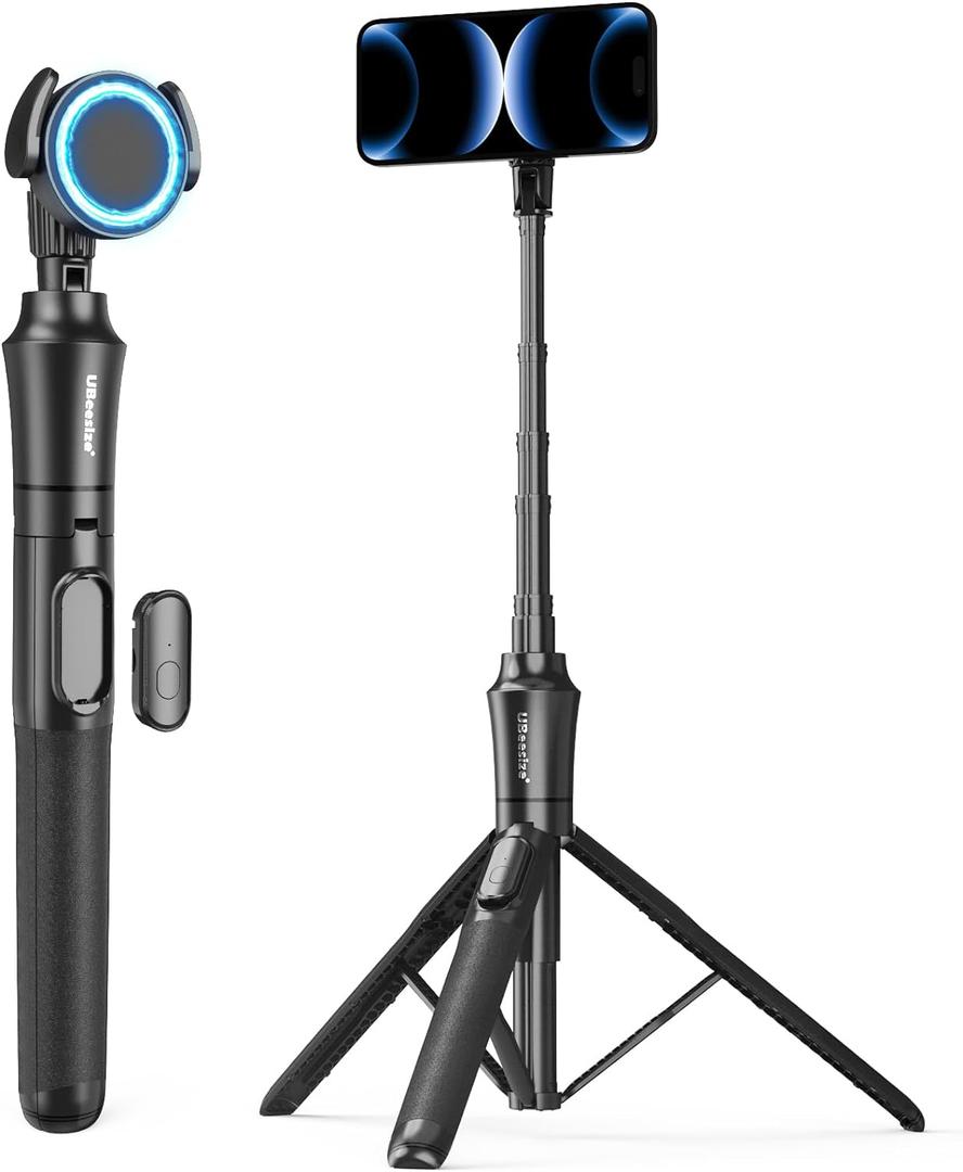 UBeesize 72'' Magnetic Tripod for iPhone with Remote, Extendable Cell Phone Tripod Stand, Compatible with MagSafe, Selfie Stick Tripod for iPhone 15 14 13 12 11 Series and Android Phones (Black)