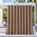 NICETOWN Privacy Room Divider Curtain for Patio, Grommet Top Thermal Insulated Blackout Extra Wide and Long Door Blind for Sunroom, Bedroom, Living Room, Tan, 1 Piece, 140" Wide by 108" Long