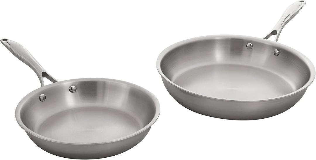  Stone & Beam Fry Pan Set, 10 Inch and 8 Inch, Tri-Ply Stainless Steel