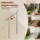 Hand Rails for Outdoor Steps, 1-2 Step Handrail Stair Railing Kit, 304 Stainless Steel Outdoor Handrails for Exterior Steps, Silver Stair Handrail, Concrete & Deck & Porch Railing