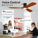 Livory 52” Wood Smart Low Profile Ceiling Fan with Lights Remote, Quiet DC Motor, Outdoor Indoor Flush Mount, Voice Control via WIFI Alexa App, Modern Dimmable Lighting for Bedroom Patio