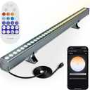 Smart Wall Washer Lights Adjustable Color Temperature 2700K-6500K,72W 9600lm 1%-100% Brightness Dimmable LED Bar Light APP & Remote Control for Outdoor, Compatible with Alexa/Google Assistant