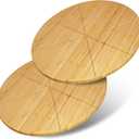Round Pizza Cutting Board 12inch 2Pack Double Sided Bamboo Wooden Pizza Tray Meat Bread Cheese Serving Platter Pizza Oven Accessories Pizza Prep Board Paddle Blocks Circular Circle