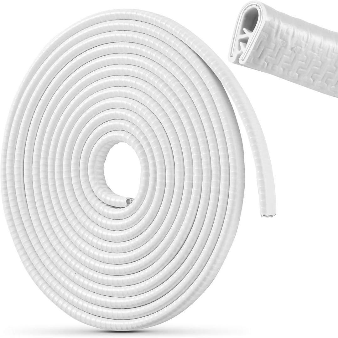 Car Door Edge Guards 32Ft(10M) Universal Rubber U Shape Edge Trim Car Door Protector Edge Guards Rubber Seal Protector for Most Car Rucks SUV Installation, No Glue Required, White