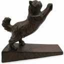 Heavy Duty Cast Iron Door Stop for Cats and Dogs, Decorative Metal Door Stopper for Bottom of Door, 5.71x1.65x5 Inch, Cute and Functional Door Prop (biack&Rust-Cat)