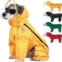 PINA Dog Raincoat - Waterproof Dog Jacket with Hood, Lightweight with Leash Hole, Poncho with Reflective Strap and Pocket for Wet Weather, Full Wrap Design for Full Protection, S
